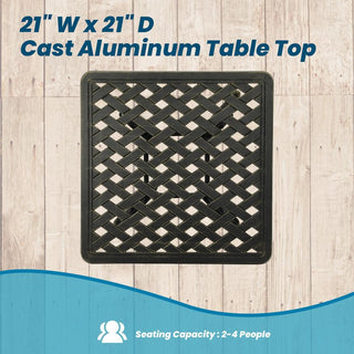 21" Square Lightweight Cast Aluminum Outdoor Side Table, Antique Bronze for Deck, Lawn & Garden