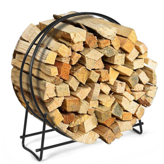 30/40 Inch Tubular Steel Log Hoop Firewood Storage Rack