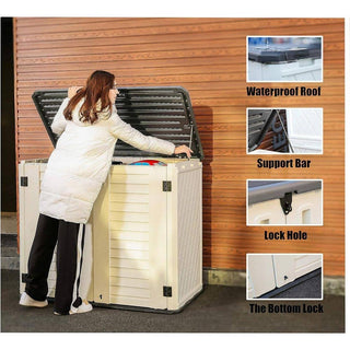 4.2 ft. W x 2.4 ft. D Outdoor Resin Storage Shed, 10 sq. ft. with Lockable Double Doors & Floor Panel