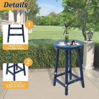 Outdoor Plastic Bar Height Bistro Table – Blue & Gray Patio Bar Table