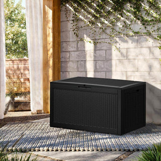 100 Gal. Black/Light Brown Resin Storage Deck Box for Outdoor Indoor