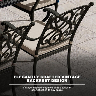 7-Piece Outdoor Cast Aluminum Dining Set with Extendable Rectangular Table & Cushioned Chairs – Weather-Resistant Patio Furniture
