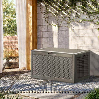 100 Gal. Black/Light Brown Resin Storage Deck Box for Outdoor Indoor