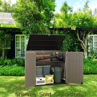 260 gal. Deck Box Brown Patios Storage Box Outdoor Storage Shed Waterproof for Garden
