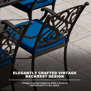 7-Piece Outdoor Cast Aluminum Dining Set with Extendable Rectangular Table & Cushioned Chairs – Weather-Resistant Patio Furniture