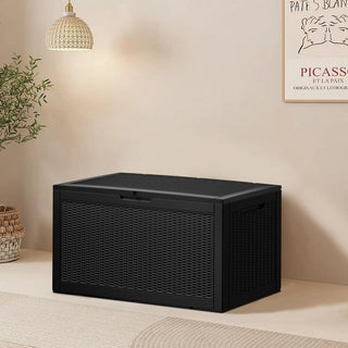 100 Gal. Black/Light Brown Resin Storage Deck Box for Outdoor Indoor