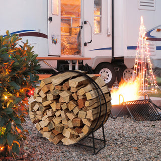 30/40 Inch Tubular Steel Log Hoop Firewood Storage Rack