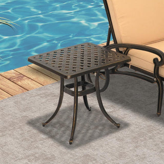 21" Square Lightweight Cast Aluminum Outdoor Side Table, Antique Bronze for Deck, Lawn & Garden