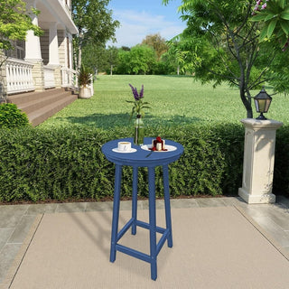 Outdoor Plastic Bar Height Bistro Table – Blue & Gray Patio Bar Table