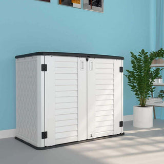 4.2 ft. W x 2.4 ft. D Outdoor Resin Storage Shed, 10 sq. ft. with Lockable Double Doors & Floor Panel