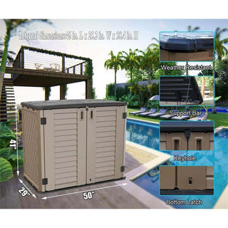 260 gal. Deck Box Brown Patios Storage Box Outdoor Storage Shed Waterproof for Garden