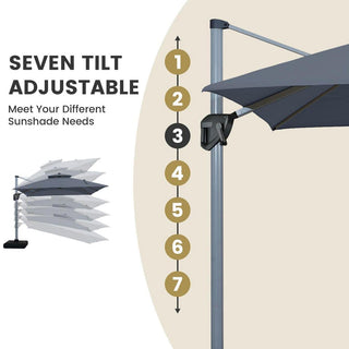 11 FT Square Patio Umbrella with Double-Top Vent – Brown/Dark Gray/Red
