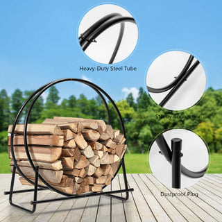 30/40 Inch Tubular Steel Log Hoop Firewood Storage Rack