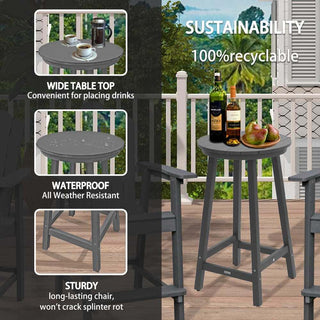 Outdoor Plastic Bar Height Bistro Table – Blue & Gray Patio Bar Table