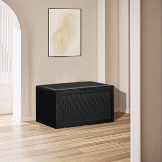 100 Gal. Black/Light Brown Resin Storage Deck Box for Outdoor Indoor