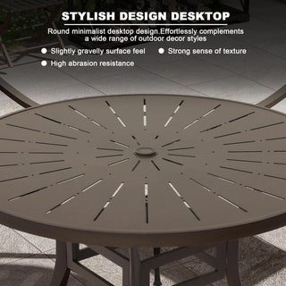5-Piece Outdoor Cast Aluminum Dining Set with 48" Round Table & Cushioned Chairs – Weather-Resistant Patio Furniture