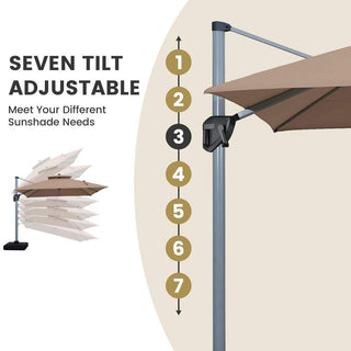 11 FT Square Patio Umbrella with Double-Top Vent – Brown/Dark Gray/Red