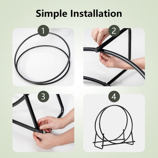 30/40 Inch Tubular Steel Log Hoop Firewood Storage Rack