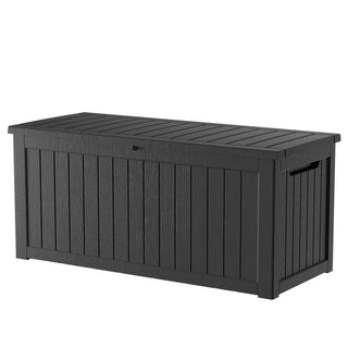 230 Gal. Black/Light Brown Resin Storage Deck Box for Outdoor Indoor