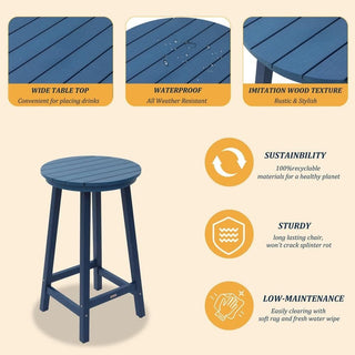 Outdoor Plastic Bar Height Bistro Table – Blue & Gray Patio Bar Table