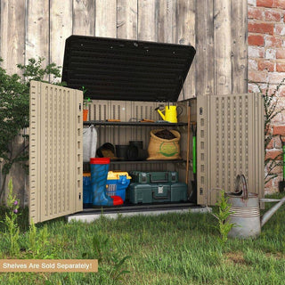 260 gal. Deck Box Brown Patios Storage Box Outdoor Storage Shed Waterproof for Garden