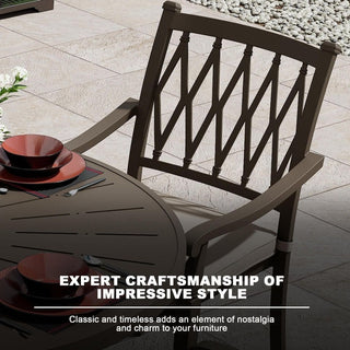 5-Piece Outdoor Cast Aluminum Dining Set with 48" Round Table & Cushioned Chairs – Weather-Resistant Patio Furniture
