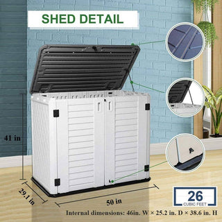 4.2 ft. W x 2.4 ft. D Outdoor Resin Storage Shed, 10 sq. ft. with Lockable Double Doors & Floor Panel