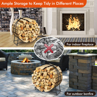 30/40 Inch Tubular Steel Log Hoop Firewood Storage Rack
