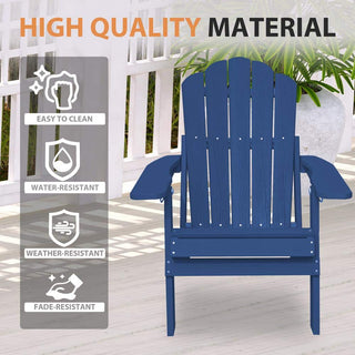 Folding HIPS Adirondack Chair with 5-Position Adjustable Backrest & Cup Holder – Outdoor Patio Chair