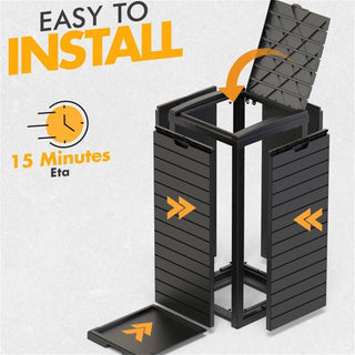 31 Gallon Trash Can with Unique Liquid Drawer, Premium PP Material, Dual-Lid Snap Closure for Outdoor & Indoor Use