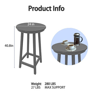 Outdoor Plastic Bar Height Bistro Table – Blue & Gray Patio Bar Table