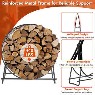 30/40 Inch Tubular Steel Log Hoop Firewood Storage Rack