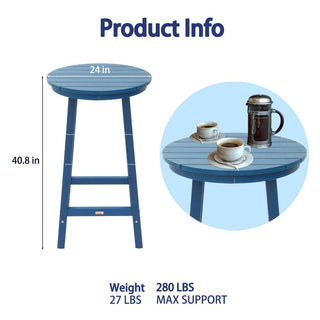 Outdoor Plastic Bar Height Bistro Table – Blue & Gray Patio Bar Table