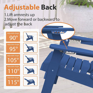 Folding HIPS Adirondack Chair with 5-Position Adjustable Backrest & Cup Holder – Outdoor Patio Chair