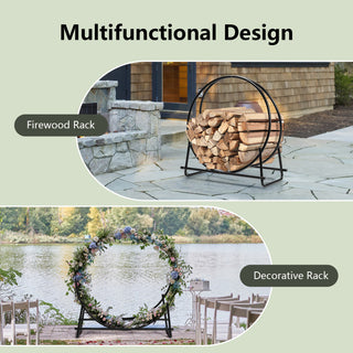 30/40 Inch Tubular Steel Log Hoop Firewood Storage Rack