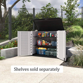 4.2 ft. W x 2.4 ft. D Outdoor Resin Storage Shed, 10 sq. ft. with Lockable Double Doors & Floor Panel