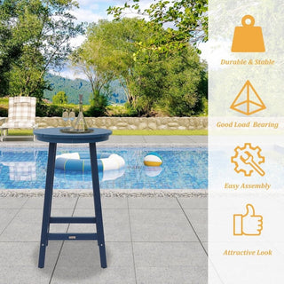 Outdoor Plastic Bar Height Bistro Table – Blue & Gray Patio Bar Table