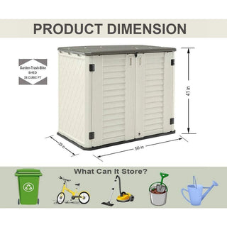 4.2 ft. W x 2.4 ft. D Outdoor Resin Storage Shed, 10 sq. ft. with Lockable Double Doors & Floor Panel