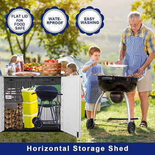 4.2 ft. W x 2.4 ft. D Outdoor Resin Storage Shed, 10 sq. ft. with Lockable Double Doors & Floor Panel