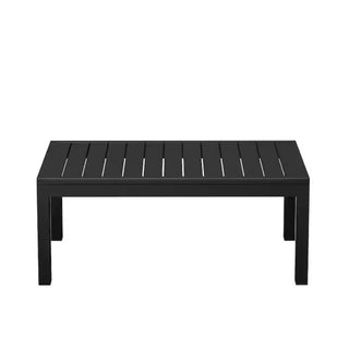 45" All-Weather Aluminum Outdoor Coffee Table, Slatted Black Patio Side Table