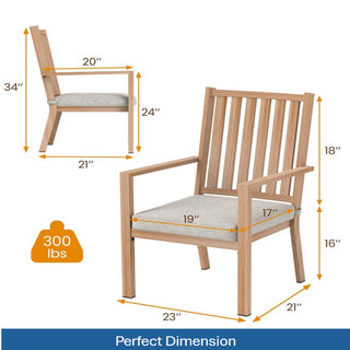 23" All-Weather Aluminum Patio Dining Chairs with Gray Cushions and Khaki/Gray Frame