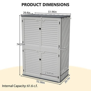 Rust-Proof Resin Outdoor Garden Storage Box, Spacious Weatherproof & UV-Resistant Equipment Storage Cabinet, Durable Non-Partitioned Design for Patio & Yard