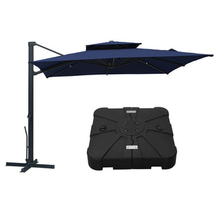 10FT Aluminum Cantilever Patio Umbrella with Removable LED Light Strips for Outdoor Shade