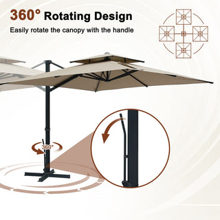10FT Aluminum Cantilever Patio Umbrella with Removable LED Light Strips for Outdoor Shade