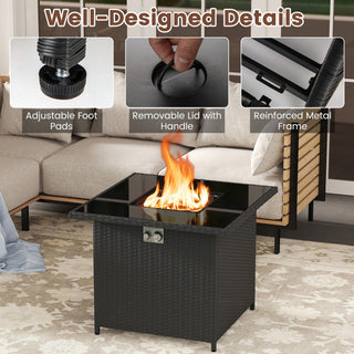 32.5 Inch Propane Fire Pit Table 50000 BTU with Tempered Glass Tabletop