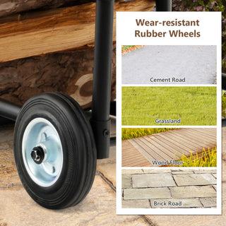 Firewood Log Cart Carrier with Anti-Slip and Wear-Resistant Wheels