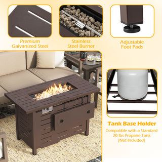 40 Inch Outdoor Propane Fire Pit Rectangle Gas Fire Table with Lava Rocks