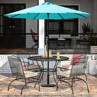9ft Solar LED Patio Umbrella – Outdoor Market Umbrella with 32 LED Lights, Tilt & Crank
