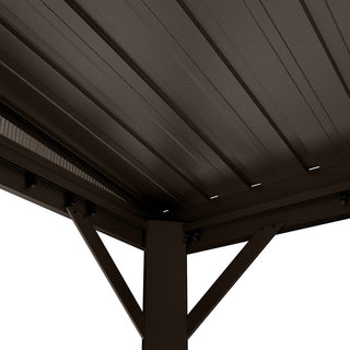 VineLull Outdoor Wall-Mounted Hardtop Pergora with Curtains and Netting