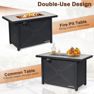 42 Inch 60000 BTU Propane Fire Pit Table with Ceramic Tabletop
